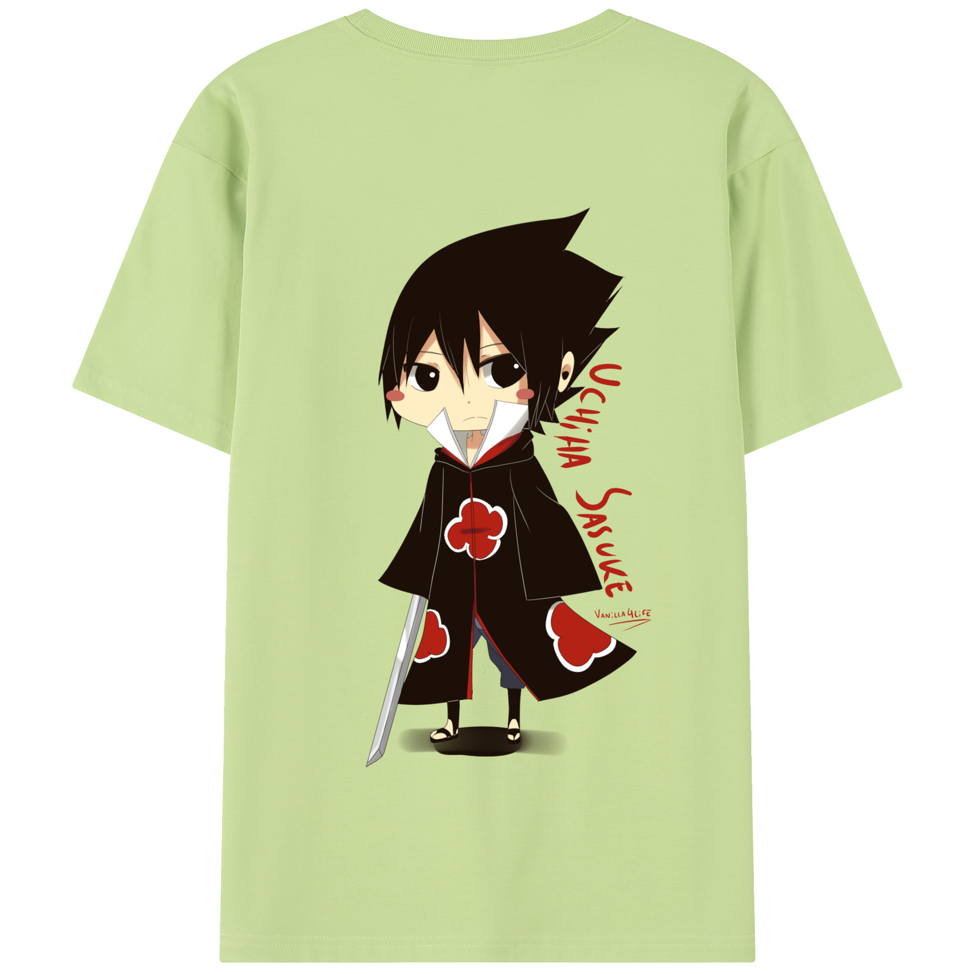（画像用） NARUTO -ナルト- うちは サスケ Uchiha Sasuke 綿100％半袖Tシャツ（背面プリント）